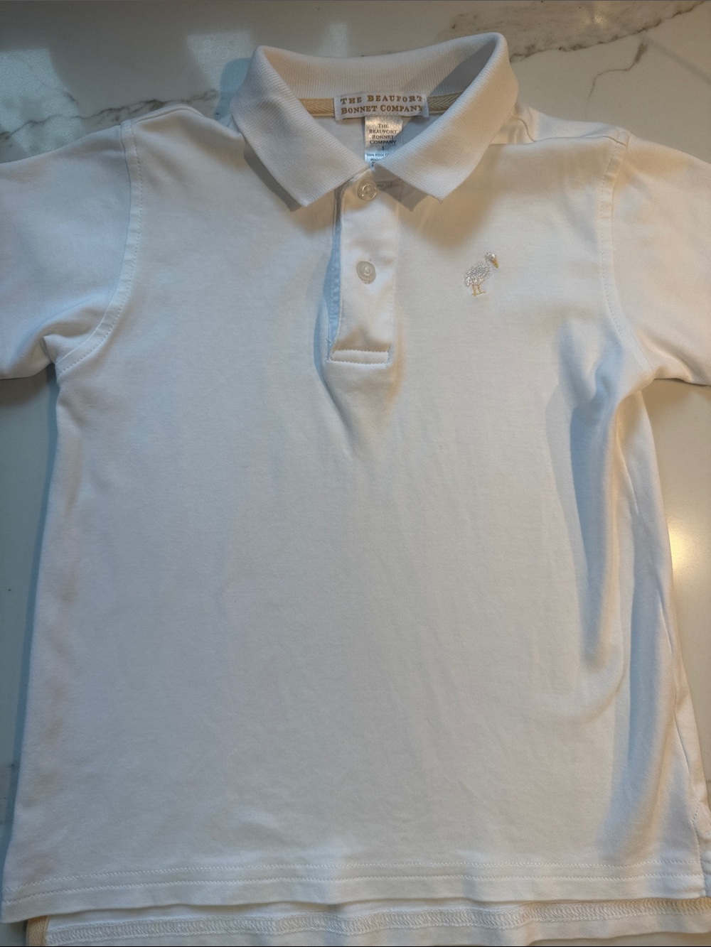 The Beaufort Bonnet Company White Kids Polo with Embroidered Duck